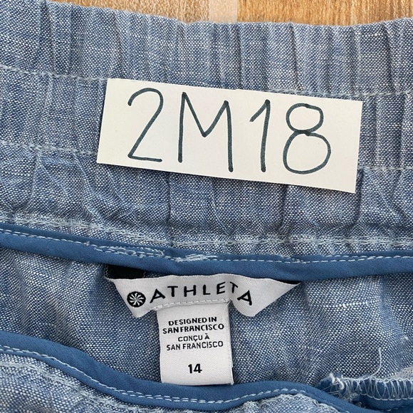 Athleta Retreat Chambray Blue Linen Joggers (fits like L/12) - Picture 8 of 12